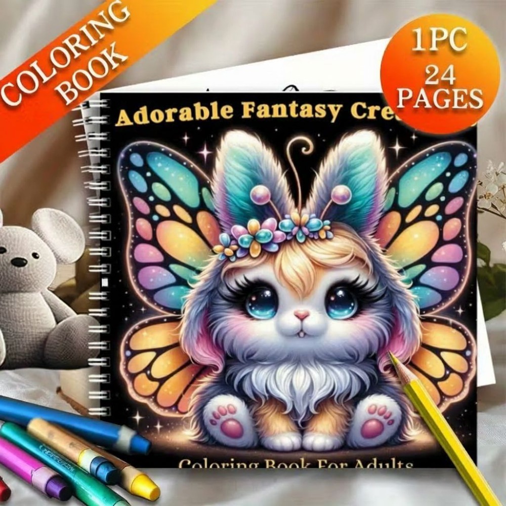 Adult Coloring Book Stress Relief - Adorable Fantasy Creatures Coloring Book 24