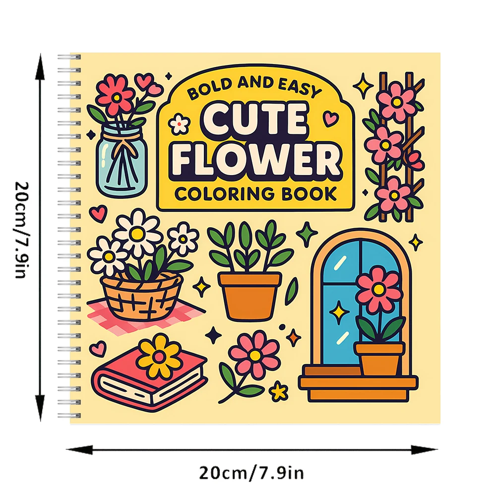Easy Cute Flower Coloring Book - Adult Coloring Book Stress Relief 评论和价格