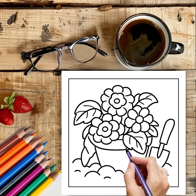 Easy Cute Flower Coloring Book - Adult Coloring Book Stress Relief 评论和价格