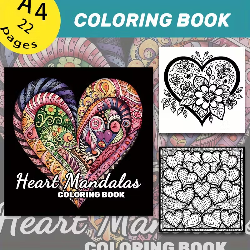 Heart Mandalas Adult Coloring  - Adult Coloring Book Stress Relief 评论和价格
