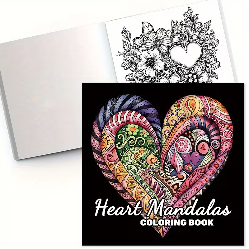 Heart Mandalas Adult Coloring  - Adult Coloring Book Stress Relief 评论和价格